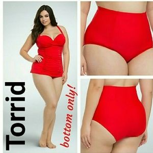 Red High Waisted Swim Brief